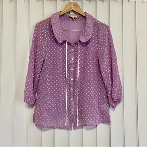 ModCloth Tie Button Up Cute Lavender Blouse